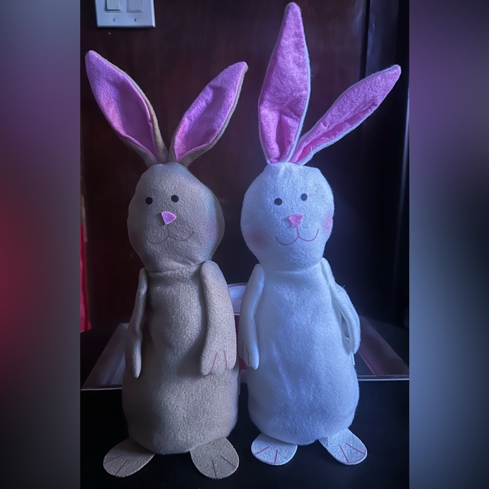 Cute Bunny Plush Set - Tan and White